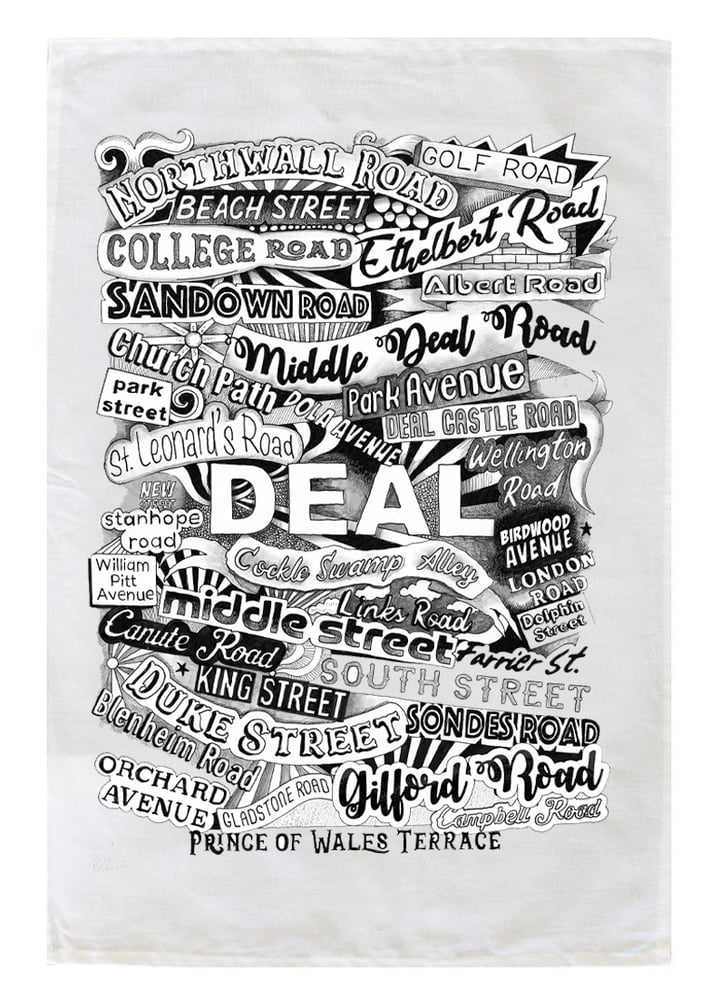 Image of Deal Street Names Commemorative Tea Towel and Postcard Pack