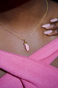 Image 1 of Demi Form Woman Figure 18k Gold Plated Necklace Dipped in Pink Enamel 