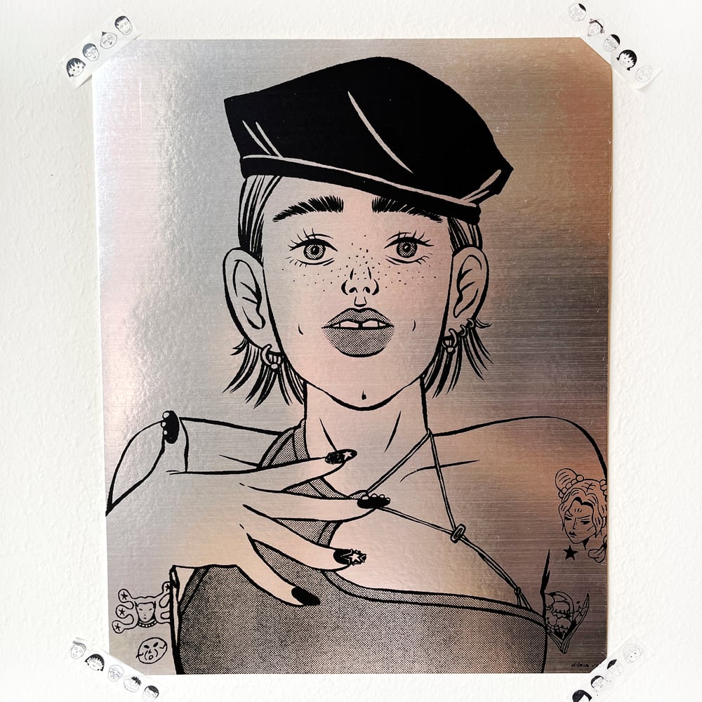Image of Beret Girl (mirror/metallic paper)