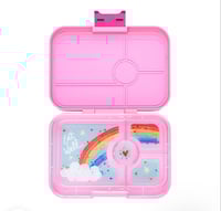 Image 1 of Yumbox Tapas Bento Box  4 Compartments Capri Pink Rainbow Tray