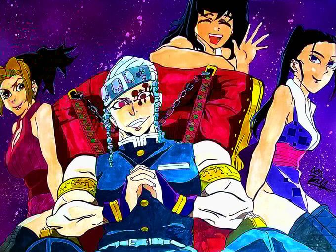 Image of Tengen Uzui and Wives Poster 