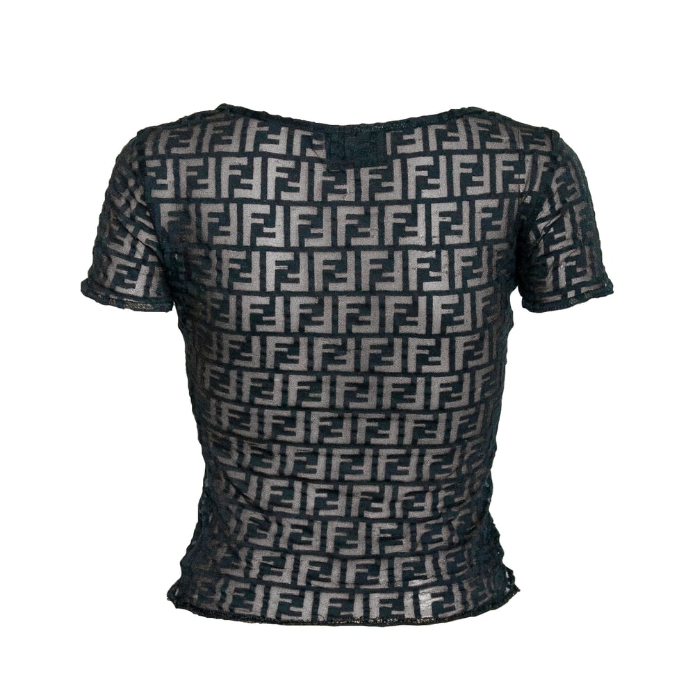 Image of Fendi Sheer Monogram Black Top 
