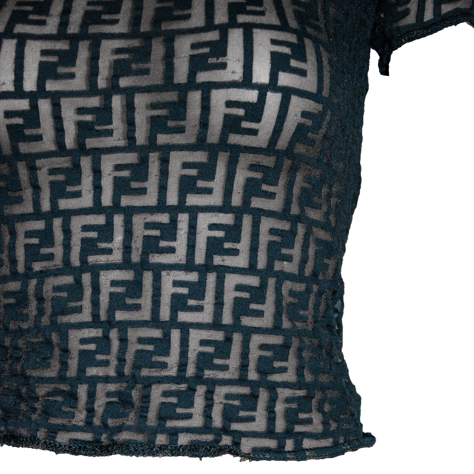 Image of Fendi Sheer Monogram Black Top 