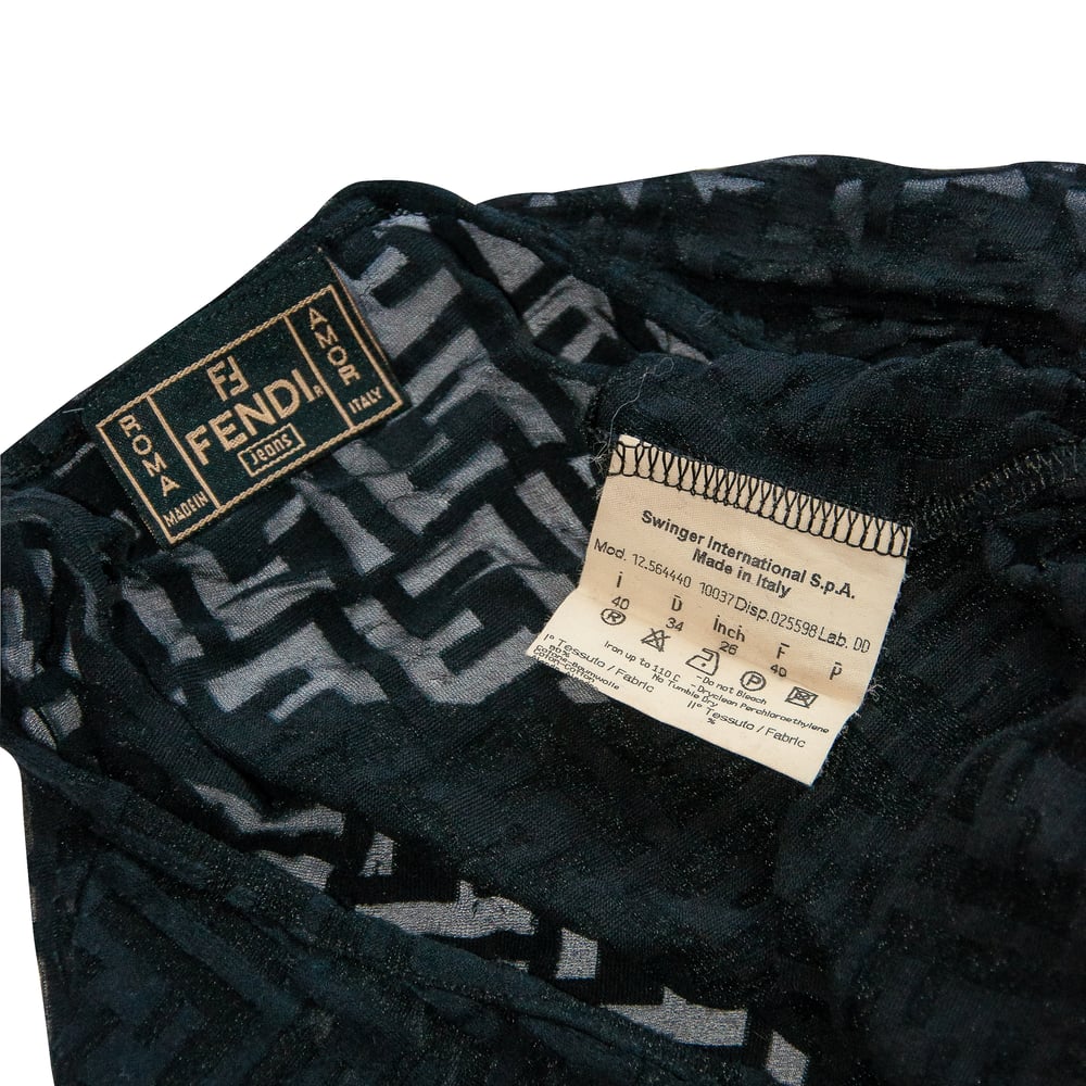Image of Fendi Sheer Monogram Black Top 