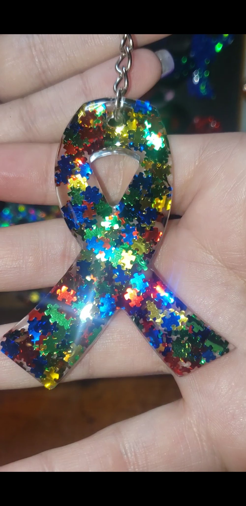 Image of Autism Awareness Puzzle Piece Keychain 