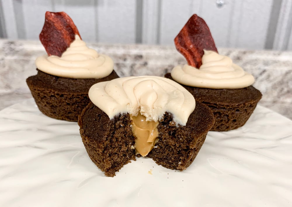 Image of Stuffed Peanut Butter Banana Carob chip Muffins