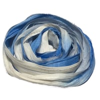 Image 2 of 10YD. NAUTICAL HAND DYED SARI SILK RIBBON/HAND DYED BY COLOR KISSED SILK
