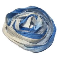 Image 4 of 10YD. NAUTICAL HAND DYED SARI SILK RIBBON/HAND DYED BY COLOR KISSED SILK