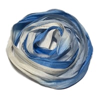 Image 1 of 10YD. NAUTICAL HAND DYED SARI SILK RIBBON/HAND DYED BY COLOR KISSED SILK