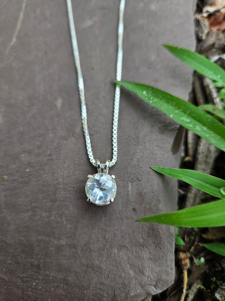 Image of Quartz Sterling Silver Solitaire Pendant 