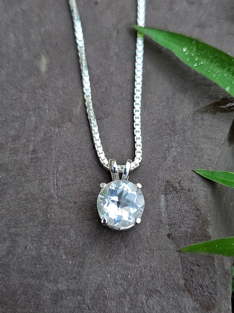 Image of Quartz Sterling Silver Solitaire Pendant 
