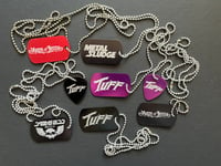 Image 1 of Dog Tags or Guitar Pick Necklace  - Tuff, Metal Sludge, Shameless, or Vains of Jenna 