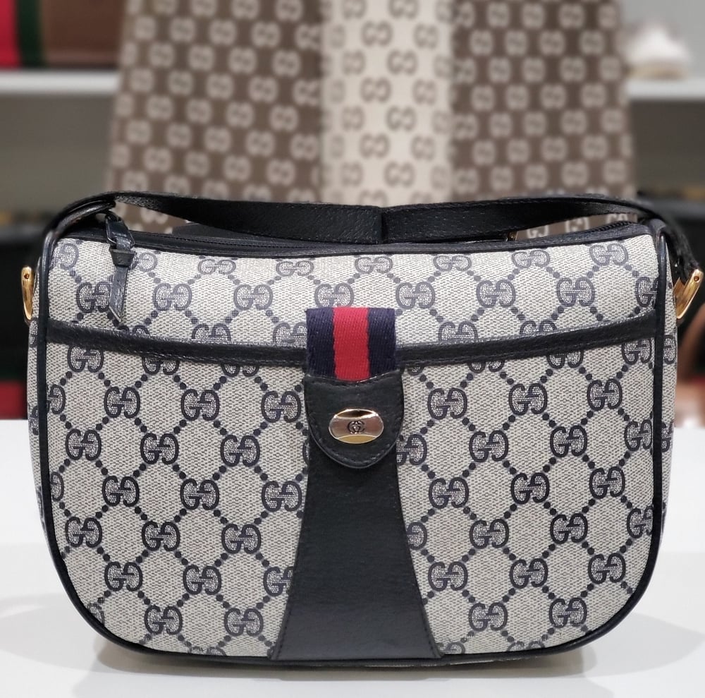 Image of Vtg Gucci Blue Monogram. Crossbody Bag 