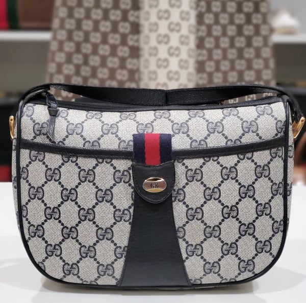 Image of Vtg Gucci Blue Monogram. Crossbody Bag 
