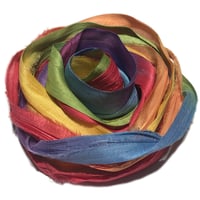 Image 1 of 10YD. RAINBOW HAND DYED SARI SILK RIBBON/HAND DYED BY COLOR KISSED SILK