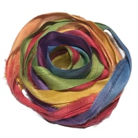 Image 3 of 10YD. RAINBOW HAND DYED SARI SILK RIBBON/HAND DYED BY COLOR KISSED SILK