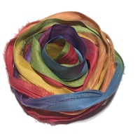 Image 4 of 10YD. RAINBOW HAND DYED SARI SILK RIBBON/HAND DYED BY COLOR KISSED SILK