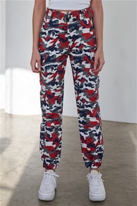 Image 1 of Red and Navy Camouflage Pants