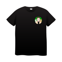 Image 1 of T-shirt - Kirsty, Joan and Fergie - green image on black tee