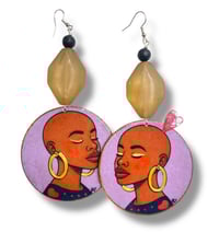 Afrocentric Bald Woman Earrings  A