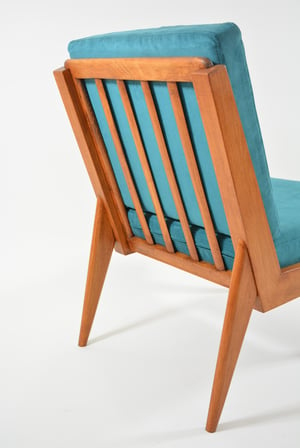 Image of Fauteuil L velours bleu