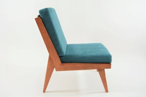 Image of Fauteuil L velours bleu