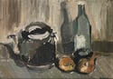 20th Century Swedish School  ‘Still Life with bottle and Kettle’