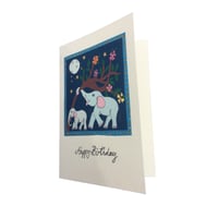 Image 2 of Night Elephants Birthday Card