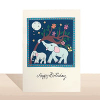Image 1 of Night Elephants Birthday Card