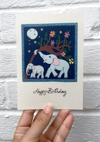 Image 3 of Night Elephants Birthday Card
