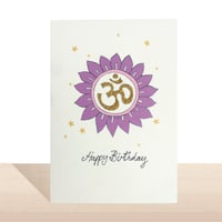 Image 1 of Ohm Lotus Flower Birthday Card