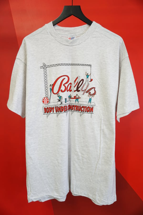 Image of (XL) Vtg Bally's "Body Under Construction" Single Stitch T-Shirt