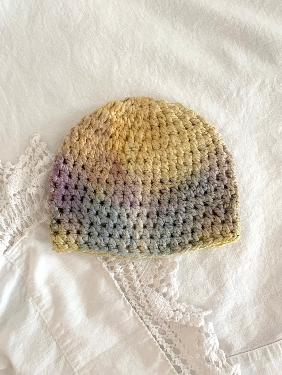 Image of Crocheted Newborn Beanie in Silk Merino