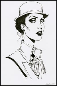 Image 1 of Portrait of Euphemia Sallow #2 - original ink drawing