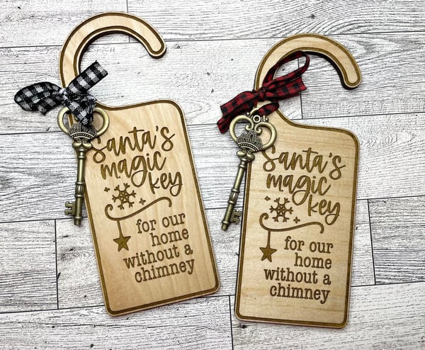 Image of Wood Engraved Santa's Magic Key Holders
