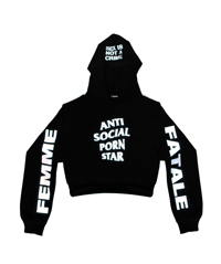 Image 1 of ANTI SOCIAL STAR REFLECTIVE CROPPED HOODIE