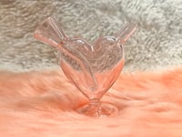 Image 3 of 2.5"Mini Pink Heart Bubbler Thick Glass Water Pipe