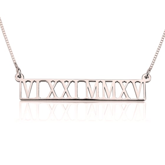 Image of Rose Gold Roman Numeral Necklace