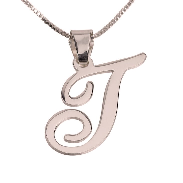 Image of Rose Gold Cursive Letter Necklace