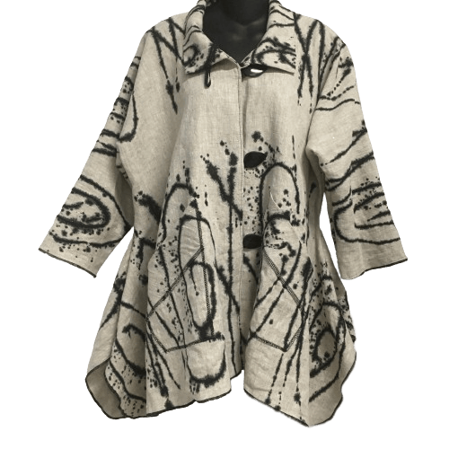 Image of Joy Jacket - Natural colored Linen - Exuberance hand painted design