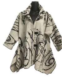 Image 2 of Joy Jacket - Natural colored Linen - Exuberance hand painted design