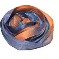 Image 1 of 10YD. OASIS HAND DYED SARI SILK RIBBON/HAND DYED BY COLOR KISSED SILK