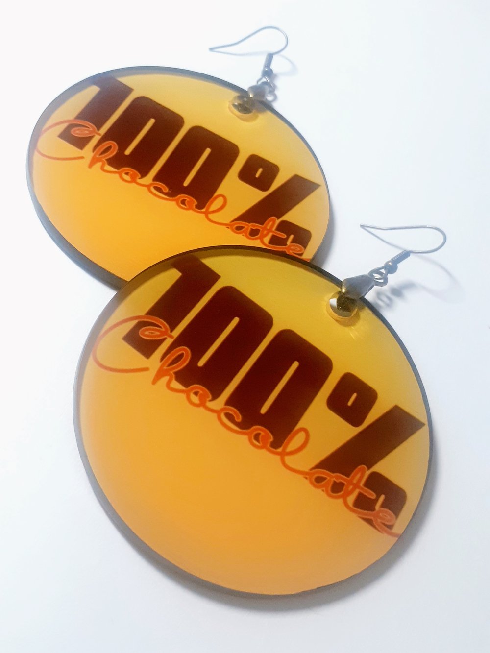 Image of 100% Chocolate, Sublimated, Custom earrings