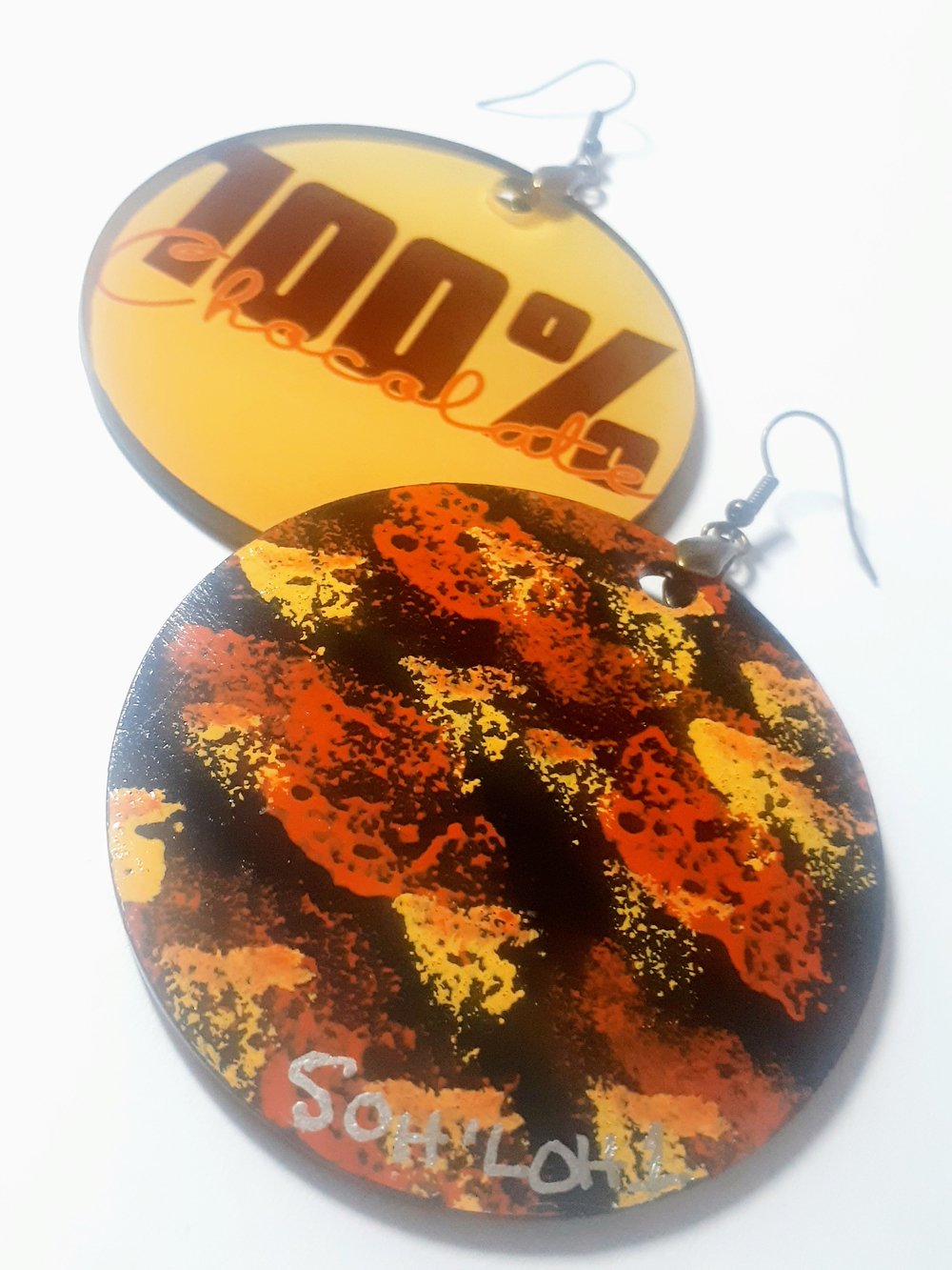 Image of 100% Chocolate, Sublimated, Custom earrings