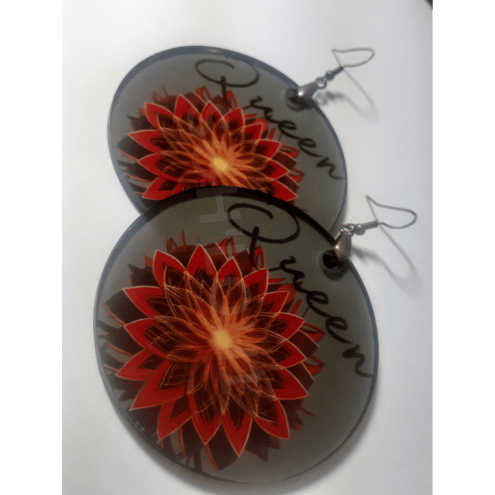 Image of Queen, Melanin, Ai, Sublimated, Handmade earrings