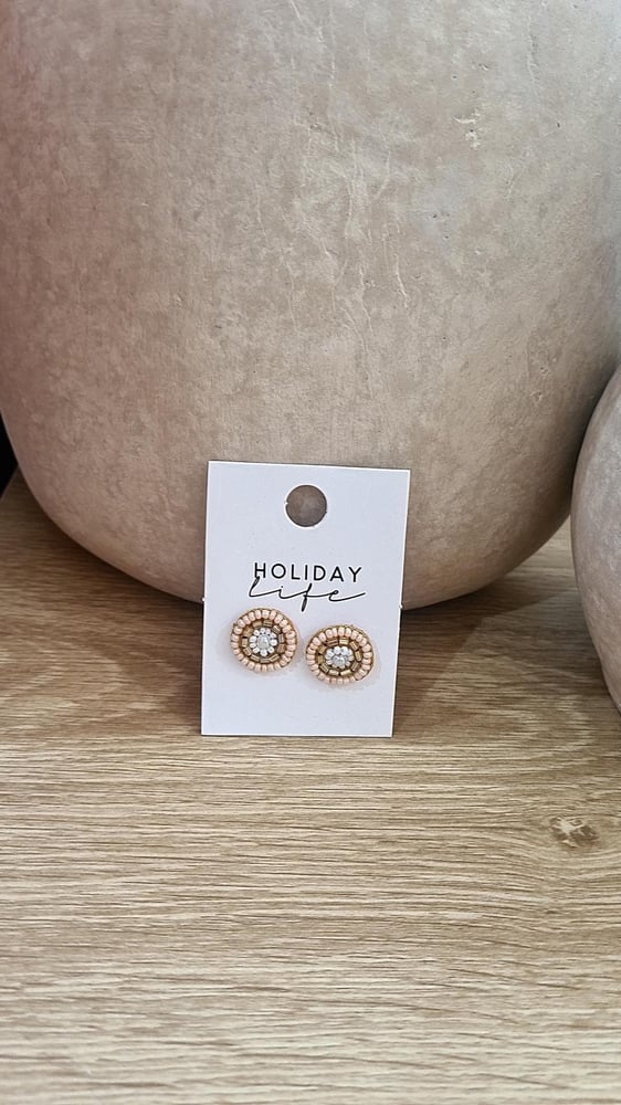 Image of Everywhere Earrings. Pink/Natural. By Holiday Trading & Co.