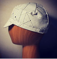 Cotton cycling cap - geometric lines white