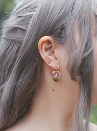 Image 3 of Pink Flower Mini Detachable Earrings P7 | Shoujo Fairytale