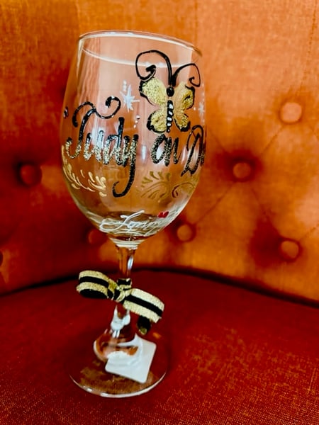 Image of Limit Edition  Custom-Made "Judy on duty" Wine Glass 