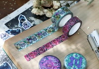 Image 1 of Pale Rose. Skulls and Pansies washi tapes